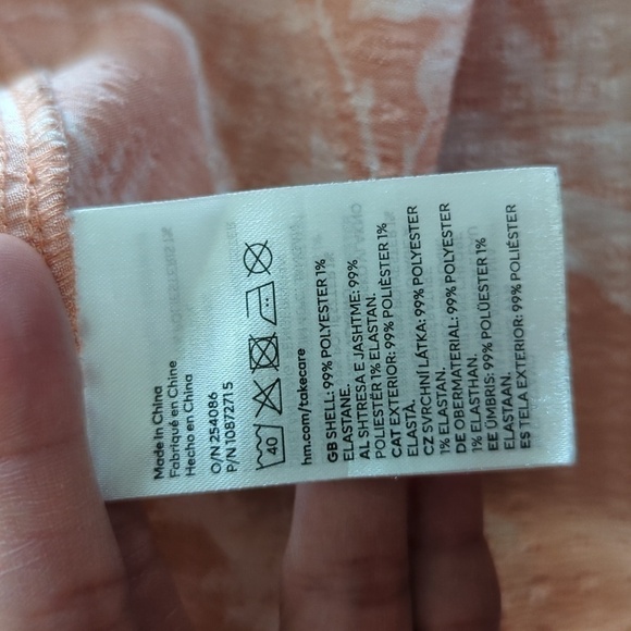 H&M Floral Square Neck Empire Puff Sleeve Dress Orange L cottagecore peasant - Picture 5 of 5